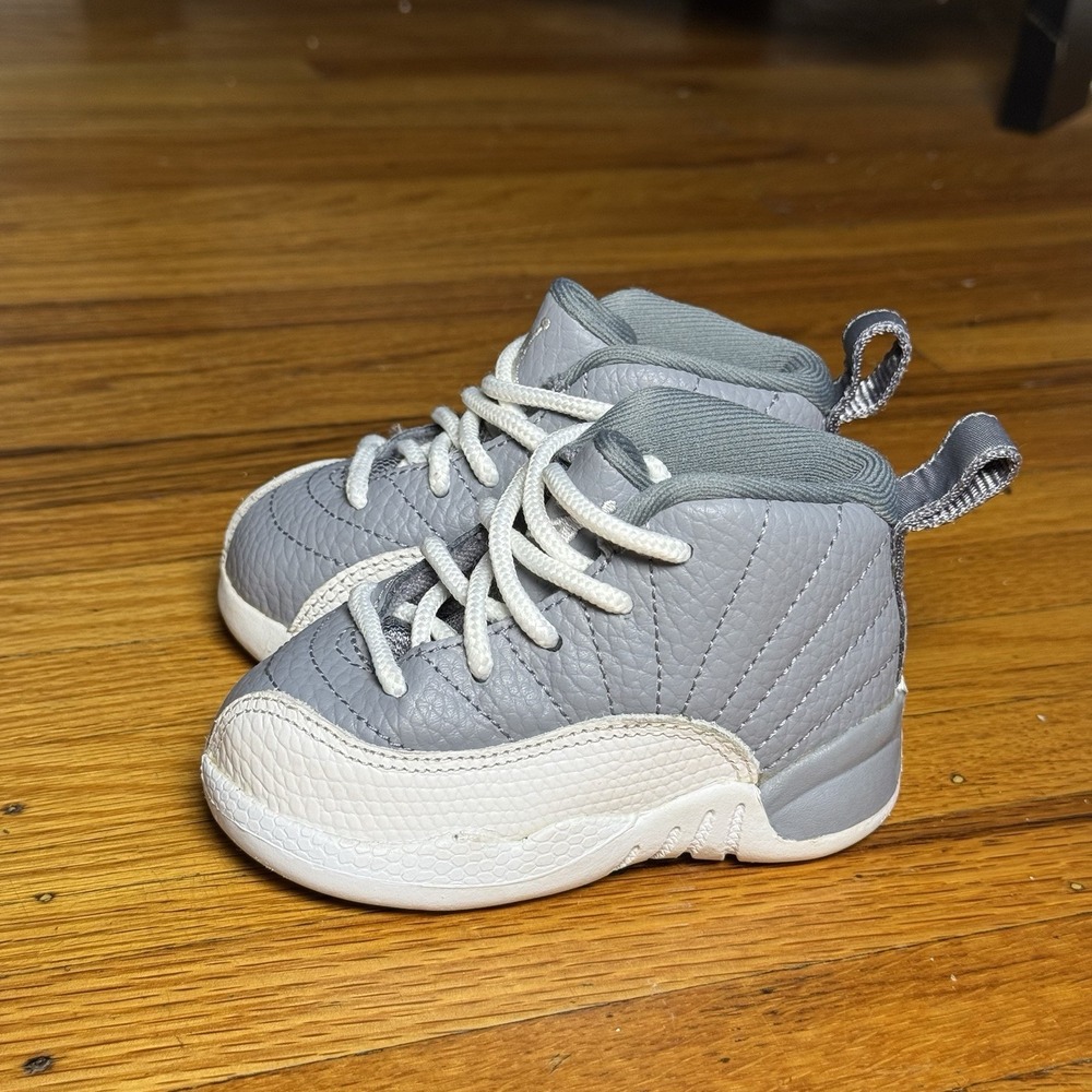 Nike Air Jordan 12 Retro Stealth Grey White 850000-015 Baby Toddler Size 4C